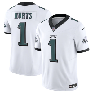 Men's Philadelphia Eagles #1 Jalen Hurts White 2023 F.U.S.E. Vapor Untouchable Limited Stitched Football Jersey - Custom Name