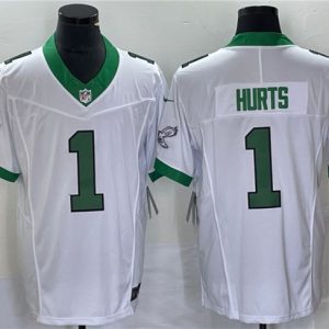 Men's Philadelphia Eagles #1 Jalen Hurts White 2023 F.U.S.E. Vapor Untouchable Stitched Football Jersey - Custom Name