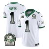 Men's Philadelphia Eagles #1 Jalen Hurts White 2023 F.U.S.E. With 3-star C Patch Throwback Vapor Untouchable Limited Stitched Football Jersey - Custom Name