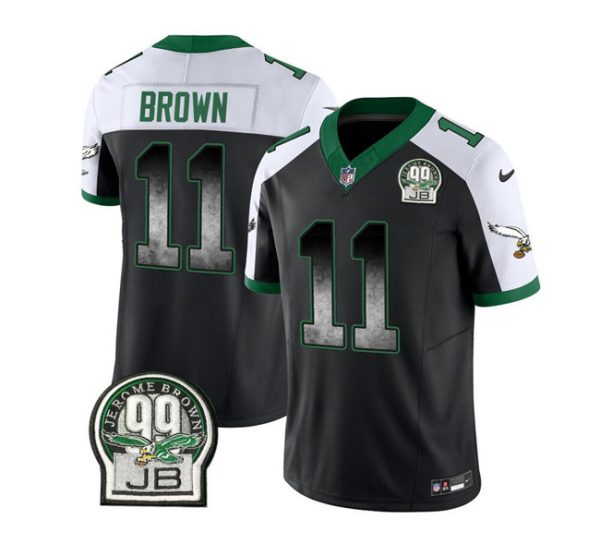 Men's Philadelphia Eagles #11 A. J. Brown Black 2023 F.U.S.E. Throwback Vapor Untouchable Limited Stitched Football Jersey - Custom Name