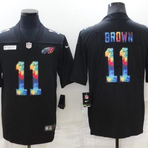 Men's Philadelphia Eagles #11 A. J. Brown Black Crucial Catch Limited Stitched Jersey - Custom Name