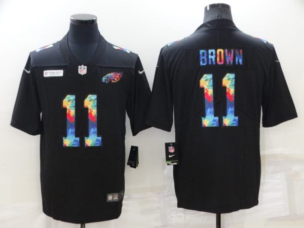 Men's Philadelphia Eagles #11 A. J. Brown Black Crucial Catch Limited Stitched Jersey - Custom Name