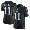Men's Philadelphia Eagles #11 A. J. Brown Black F.U.S.E With 2-Star C Patch Vapor Untouchable Limited Stitched Football Jersey - Custom Name