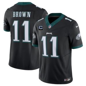 Men's Philadelphia Eagles #11 A. J. Brown Black F.U.S.E With 2-Star C Patch Vapor Untouchable Limited Stitched Football Jersey - Custom Name