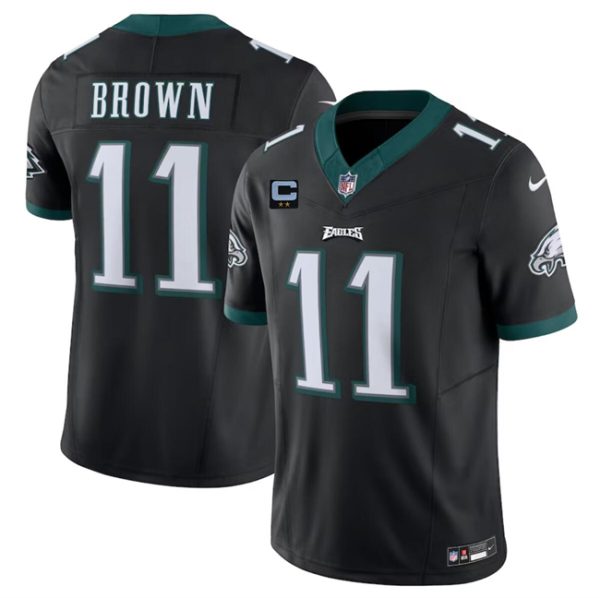 Men's Philadelphia Eagles #11 A. J. Brown Black F.U.S.E With 2-Star C Patch Vapor Untouchable Limited Stitched Football Jersey - Custom Name