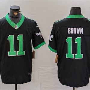 Men's Philadelphia Eagles #11 A. J. Brown Black F.U.S.E. Vapor Untouchable Stitched Football Jersey - Custom Name