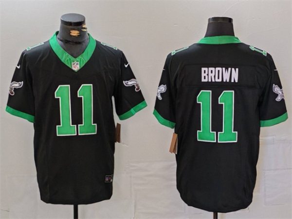 Men's Philadelphia Eagles #11 A. J. Brown Black F.U.S.E. Vapor Untouchable Stitched Football Jersey - Custom Name