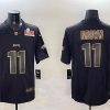 Men's Philadelphia Eagles #11 A. J. Brown Black Gold 2025 Super Bowl LIX Patch Vapor Untouchable Limited Stitched Football Jersey - Custom Name
