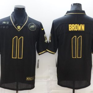 Men's Philadelphia Eagles #11 A. J. Brown Black Gold Salute To Service Limited Stitched Jersey - Custom Name