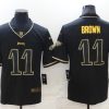 Men's Philadelphia Eagles #11 A. J. Brown Black Gold Salute To Service Limited Stitched Jersey1 - Custom Name