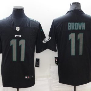 Men's Philadelphia Eagles #11 A. J. Brown Black Impact Limited Stitched Jersey  - Custom Name