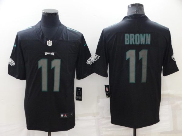 Men's Philadelphia Eagles #11 A. J. Brown Black Impact Limited Stitched Jersey  - Custom Name