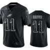 Men's Philadelphia Eagles #11 A. J. Brown Black Reflective Limited Stitched Jersey - Custom Name