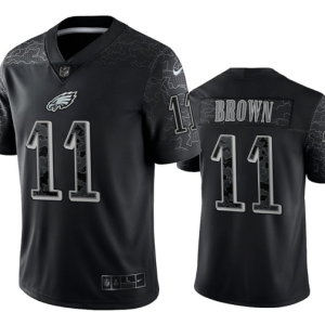 Men's Philadelphia Eagles #11 A. J. Brown Black Reflective Limited Stitched Jersey - Custom Name