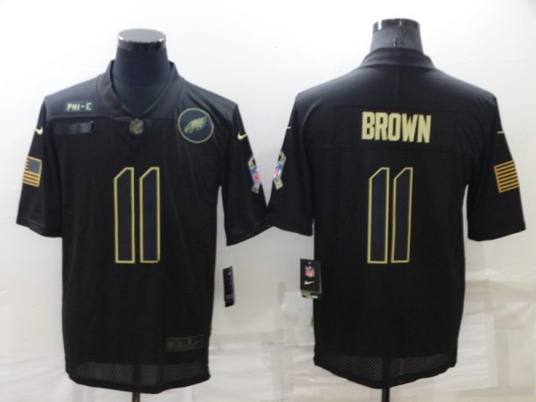 Men's Philadelphia Eagles #11 A. J. Brown Black Salute To Service Limited Stitched Jersey - Custom Name