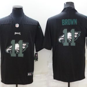 Men's Philadelphia Eagles #11 A. J. Brown Black Shadow Logo Limited Stitched Jersey - Custom Name
