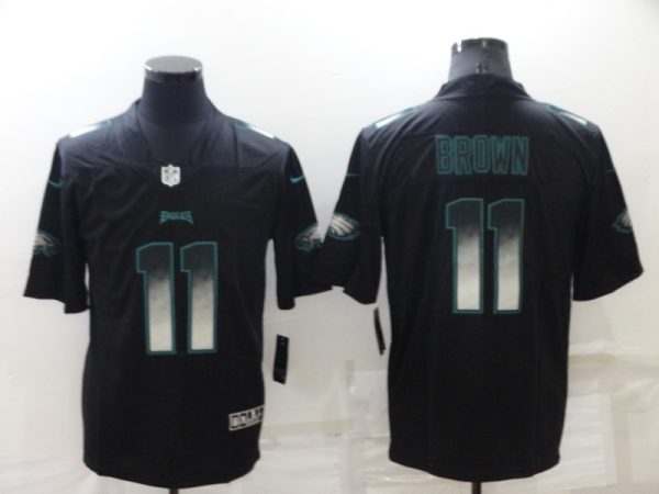 Men's Philadelphia Eagles #11 A. J. Brown Black Smoke Fashion Limited Stitched Jersey - Custom Name