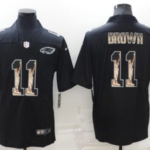 Men's Philadelphia Eagles #11 A. J. Brown Black Statue of Liberty Limited Stitched Jersey - Custom Name