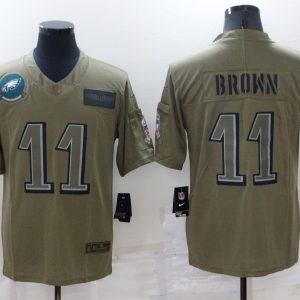 Men's Philadelphia Eagles #11 A. J. Brown Camo Salute To Service Limited Stitched Jersey - Custom Name