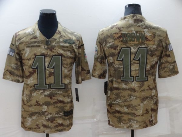 Men's Philadelphia Eagles #11 A. J. Brown Camo Salute To Service Limited Stitched Jersey1 - Custom Name