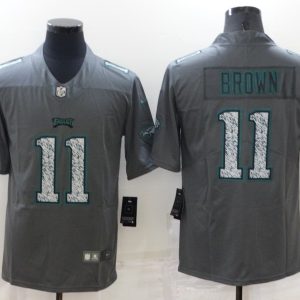 Men's Philadelphia Eagles #11 A. J. Brown Gray Fashion Static Limited Stitched Jersey - Custom Name