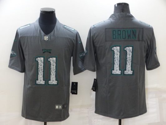 Men's Philadelphia Eagles #11 A. J. Brown Gray Fashion Static Limited Stitched Jersey - Custom Name