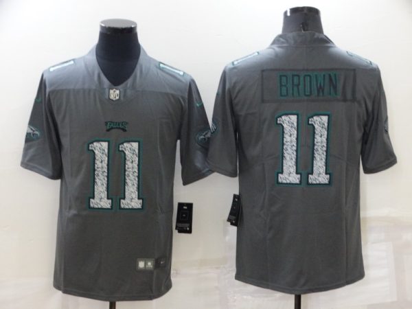 Men's Philadelphia Eagles #11 A. J. Brown Gray Fashion Static Limited Stitched Jersey - Custom Name