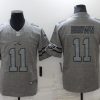 Men's Philadelphia Eagles #11 A. J. Brown Gray Gridiron Team Logo Limited Stitched Jersey - Custom Name