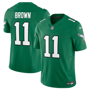 Men's Philadelphia Eagles #11 A. J. Brown Green 2023 F.U.S.E. Vapor Untouchable Stitched Football Jersey - Custom Name