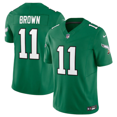 Men's Philadelphia Eagles #11 A. J. Brown Green 2023 F.U.S.E. Vapor Untouchable Stitched Football Jersey - Custom Name