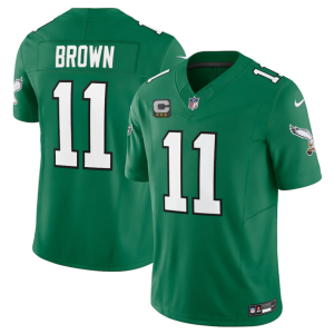 Men's Philadelphia Eagles #11 A. J. Brown Green 2023 F.U.S.E. Vapor Untouchable With C Patch Stitched Football Jersey - Custom Name