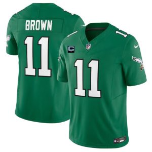 Men's Philadelphia Eagles #11 A. J. Brown Green 2023 F.U.S.E. With 1-Star C Patch Vapor Untouchable Limited Stitched Jersey - Custom Name