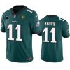 Men's Philadelphia Eagles #11 A. J. Brown Green 2023 F.U.S.E. With 1-star C Patch And John Madden Patch Vapor Limited Stitched Football Jersey - Custom Name