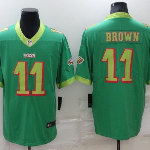 Men's Philadelphia Eagles #11 A. J. Brown Green City Edition Limited Stitched Jersey - Custom Name