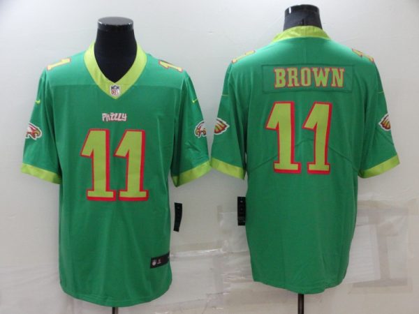 Men's Philadelphia Eagles #11 A. J. Brown Green City Edition Limited Stitched Jersey - Custom Name