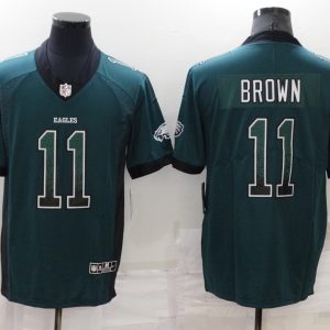 Men's Philadelphia Eagles #11 A. J. Brown Green Fashion Color Rush Limited Stitched Jersey - Custom Name