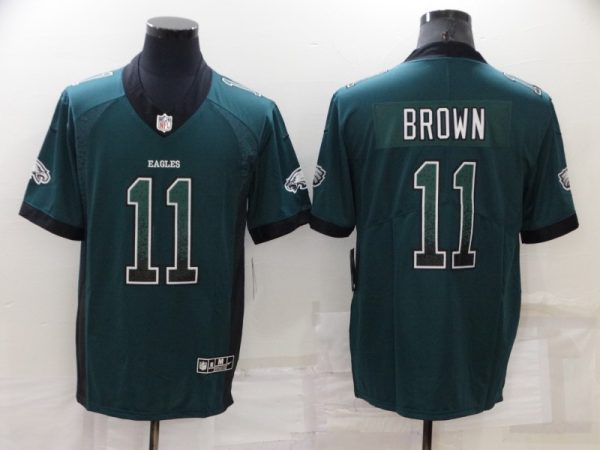 Men's Philadelphia Eagles #11 A. J. Brown Green Fashion Color Rush Limited Stitched Jersey - Custom Name