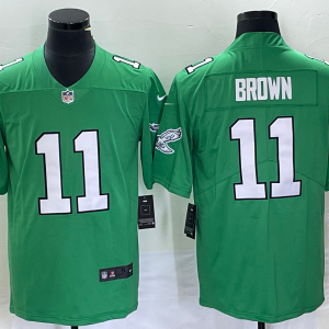 Men's Philadelphia Eagles #11 A. J. Brown Green Stitched Football Jersey - Custom Name