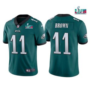 Men's Philadelphia Eagles #11 A. J. Brown Green Super Bowl LVII Patch Vapor Untouchable Limited Stitched Jersey - Custom Name