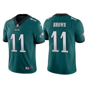 Men's Philadelphia Eagles #11 A. J. Brown Green Vapor Untouchable Limited Stitched Jersey - Custom Name