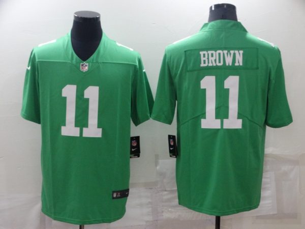 Men's Philadelphia Eagles #11 A. J. Brown Green Vapor Untouchable Limited Stitched Jersey1 - Custom Name