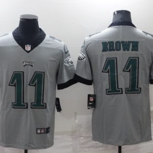 Men's Philadelphia Eagles #11 A. J. Brown Grey Vapor Untouchable Limited Stitched Jersey - Custom Name