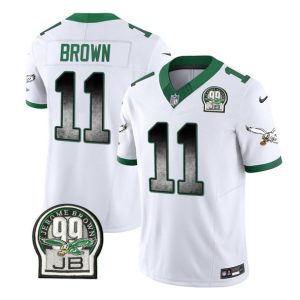 Men's Philadelphia Eagles #11 A. J. Brown White 2023 F.U.S.E. Throwback Vapor Untouchable Limited Stitched Football Jersey - Custom Name