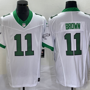 Men's Philadelphia Eagles #11 A. J. Brown White 2023 F.U.S.E. Vapor Untouchable Stitched Football Jersey - Custom Name