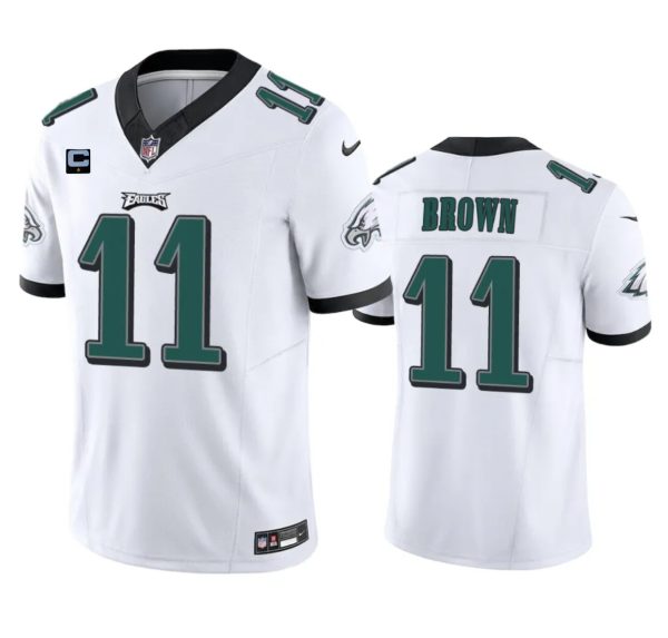Men's Philadelphia Eagles #11 A. J. Brown White 2023 F.U.S.E. With 1-Star C Patch Vapor Untouchable Limited Stitched Football Jersey - Custom Name