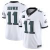Men's Philadelphia Eagles #11 A. J. Brown White F.U.S.E With 2-Star C Patch Vapor Untouchable Limited Stitched Football Jersey - Custom Name