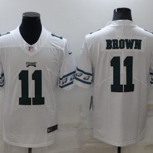 Men's Philadelphia Eagles #11 A. J. Brown White Team Logo Cool Edition Stitched Jersey - Custom Name