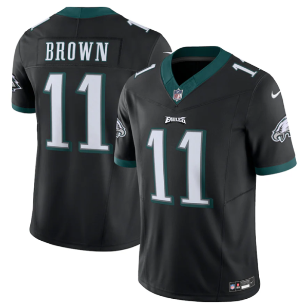 Men's Philadelphia Eagles #11 A.J. Brown Black 2023 F.U.S.E. Vapor Untouchable Limited Stitched Football Jersey - Custom Name