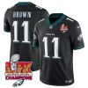Men's Philadelphia Eagles #11 A.J. Brown Black 2025 Eagles Logo Super Bowl LIX Patch New F.U.S.E. Vapor Untouchable Limited Stitched Football Jersey - Custom Name