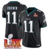 Men's Philadelphia Eagles #11 A.J. Brown Black F.U.S.E. 24 25 Super Bowl LIX Vapor Untouchable Limited Stitched Football Jersey - Custom Name
